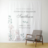 Elegante White Magnolia und Eukalyptus Wedding Wandteppich (Beispiel)