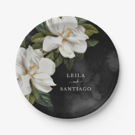 Elegante White Magnolia Wedding Pappteller