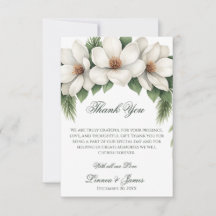 Elegante White Magnolia Winter Wedding Pine Tree