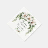 Elegante White Magnolia Winter Wedding Pine Tree Serviette (Ecke)