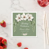 Elegante White Magnolia Winter Wedding Pine Tree Serviette (Beispiel)
