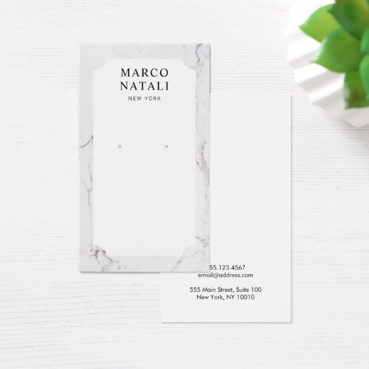 Elegante White Marble Earring Display Card (Schreibtisch)