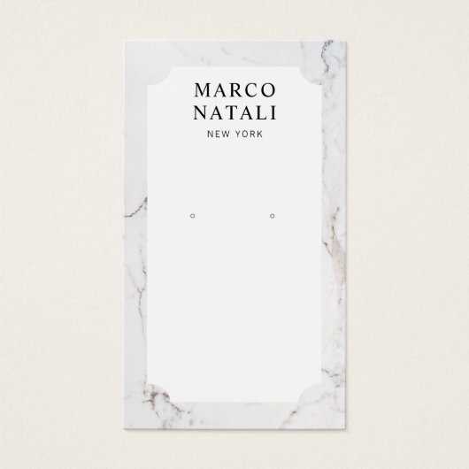 Elegante White Marble Earring Display Card (Vorderseite)