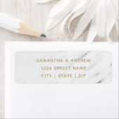 Elegante White Marble & Gold Wedding Rücksendeadre (Insitu)