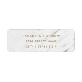 Elegante White Marble & Gold Wedding Rücksendeadre