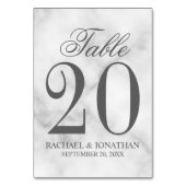 Elegante White Marble Wedding Tischnummer (Rückseite)