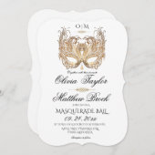 Elegante White Masquerade Hochzeit Einladung (Vorne/Hinten)