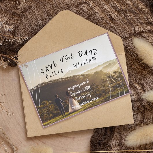 Elegante WHITE Minimal Lines Save the Date Karte