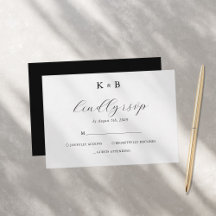 Elegante White Minimalistisch Chic Monogram Weddin