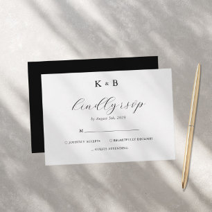 Elegante White Minimalistisch Chic Monogram Weddin RSVP Karte