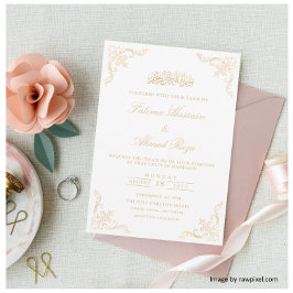 Elegante White Nikah Islamische Hochzeit Einladung