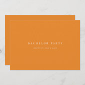 Elegante White & Orange Bachelor Party Einladung (Vorne/Hinten)
