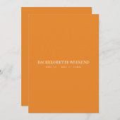 Elegante White & Orange Bachelorette Wochenendkart Einladung (Vorne/Hinten)