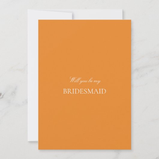 Elegante White & Orange Bridesmaid Vorschlagkarte Save The Date (Vorderseite)