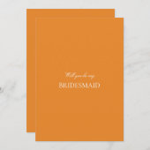 Elegante White & Orange Bridesmaid Vorschlagkarte Save The Date (Vorne/Hinten)