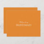 Elegante White & Orange Bridesmaid Vorschlagkarte Save The Date (Vorne/Hinten)