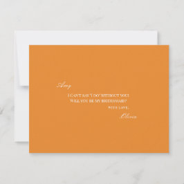 Elegante White & Orange Bridesmaid Vorschlagkarte Save The Date