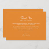 Elegante White & Orange Dankeschön Karte (Vorne/Hinten)