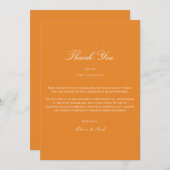 Elegante White & Orange Dankeschön Karte (Vorne/Hinten)