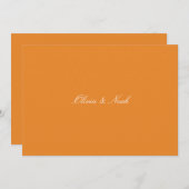 Elegante White & Orange Probe Dinner Card Dankeskarte (Vorne/Hinten)