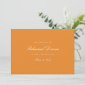 Elegante White & Orange Probe Dinner Card Dankeskarte (Stehend Vorderseite)