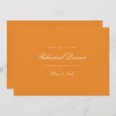 Elegante White & Orange Probe Dinner Card Dankeskarte (Vorne/Hinten)