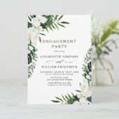 Elegante White Orchids Bohemisch ENGAGEMENT PARTY Einladung (Stehend Vorderseite)