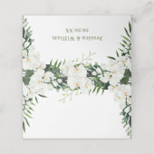 Elegante White Orchids Bohemisch Floral Wedding Pl Platzkarte (Außenseite Aufgefaltet)
