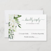 Elegante White Orchids Bohemische Wedding RSVP Car (Vorderseite)