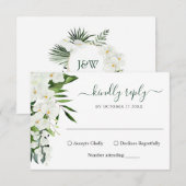 Elegante White Orchids Bohemische Wedding RSVP Car Karte (Vorne/Hinten)