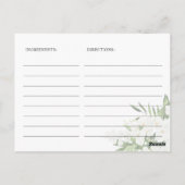 Elegante White Orchids Brautparty Rezept Karte (Rückseite)