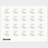 Elegante White Orchids Coupels Initials & Datum Runder Aufkleber (Blatt)