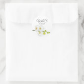 Elegante White Orchids Coupels Initials & Datum Runder Aufkleber (Tasche)