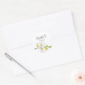 Elegante White Orchids Coupels Initials & Datum Runder Aufkleber (Umschlag)