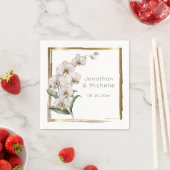 Elegante White Orchids Gold Frame Wedding Serviette (Beispiel)