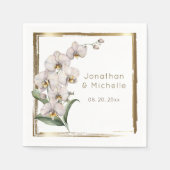 Elegante White Orchids Gold Frame Wedding Serviette (Vorderseite)