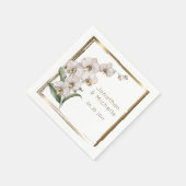 Elegante White Orchids Gold Frame Wedding Serviette (Ecke)