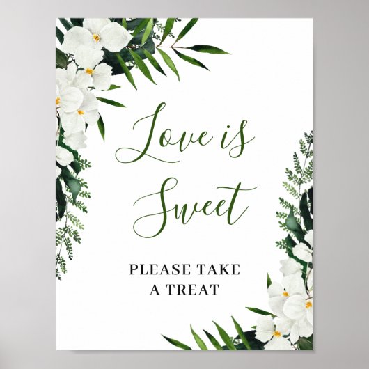 Elegante White Orchids Liebe ist Sweet Wedding Sig Poster (Vorne)