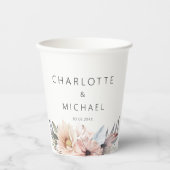 Elegante, White & Pastel Boho Hochzeit Pappbecher (Vorderseite)