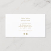 Elegante White Peacock Feather Business Card Visitenkarte (Rückseite)