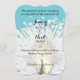 Elegante White Peacock Feathers Wedding Einladung
