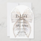 Elegante White Pearl Bow Baby Shower Einladung (Vorderseite)