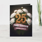 Elegante White Peonies 25. Hochzeitstag Karte (Vorderseite)