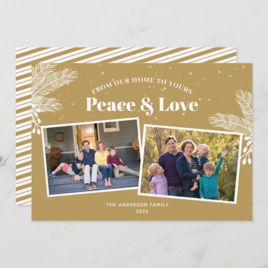 Elegante White Pine on Gold 2 Fotos Weihnachten (Vorne/Hinten)