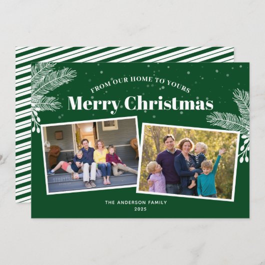 Elegante White Pine on Green 2 Fotos Weihnachten (Vorne/Hinten)