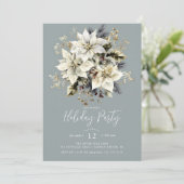 Elegante White Poinsettia Feiertag - Einladung (Stehend Vorderseite)