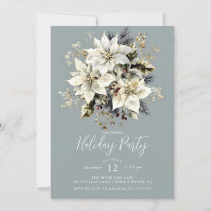 Elegante White Poinsettia Feiertag - Einladung