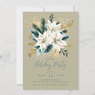 Elegante White Poinsettia Feiertag - Einladung