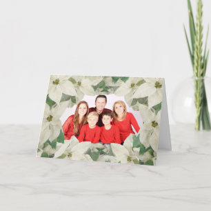 Elegante White Poinsettia Garden Family Foto Card Karte