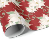 Elegante White Poinsettia Pattern Wirbel Weihnacht Geschenkpapier (Rolleneckpunkt)